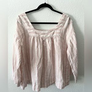 𝅺Rachel Zoe linen striped square neck blouse